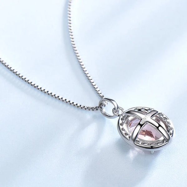 925 Sterling Silver Pink Sapphire Morganite Pendant for Women