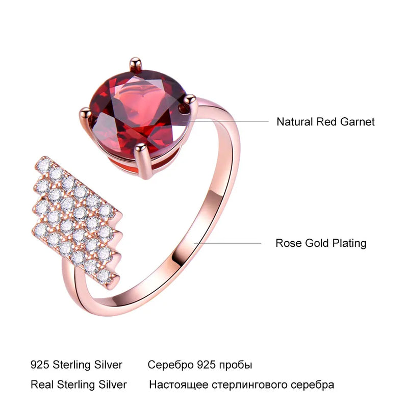 925 Sterling Silver Garnet Ring for Women