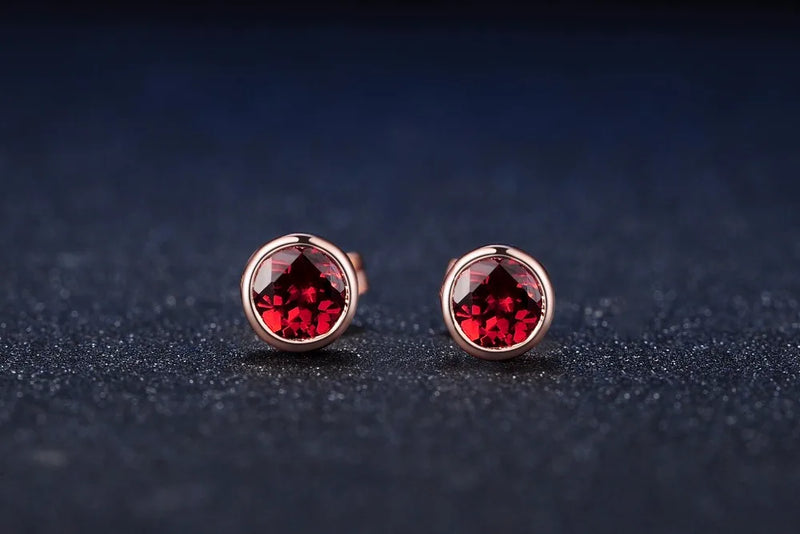 Sterling Silver Red Garnet Jewelry Set for Women