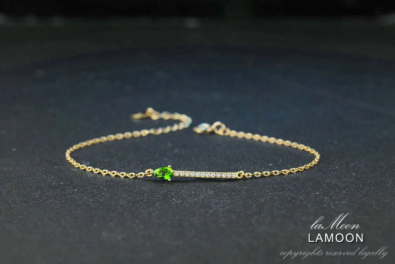 925 Sterling Silver Green Diopside Bracelet for woman