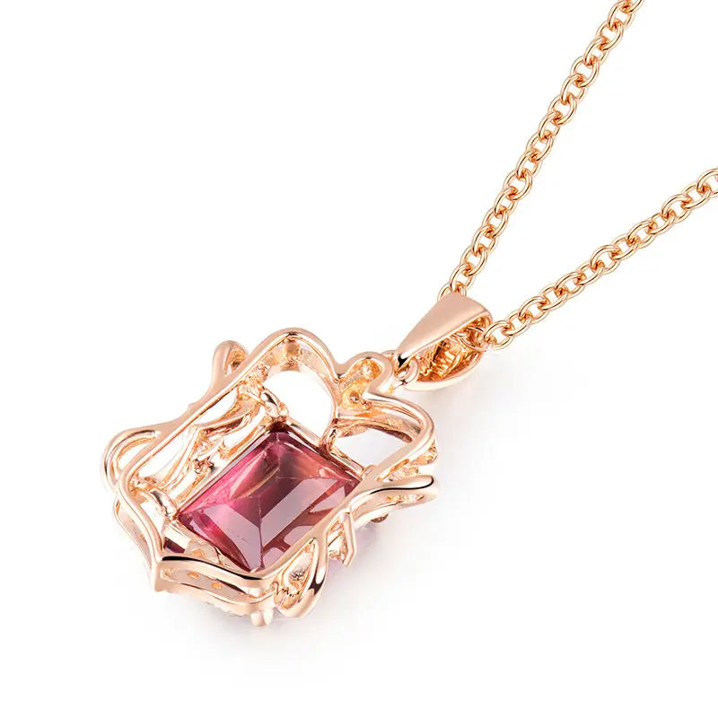 18kt Rose Gold Pink Tourmaline Pendant for Girl