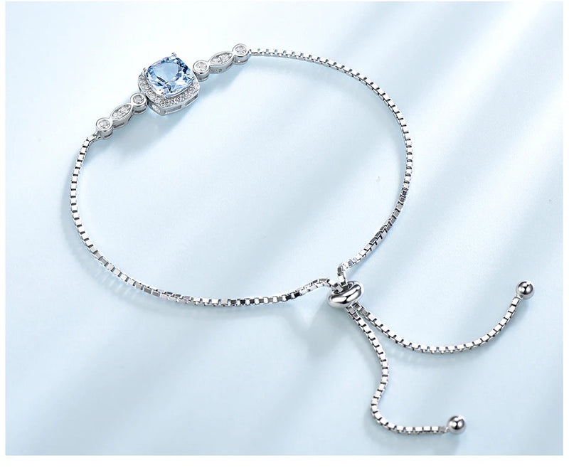 925 Sterling Silver Aquamarine Bracelets for Women