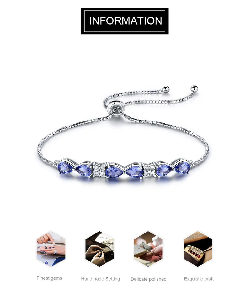 925 Sterling Silver Tanzanite Tennis Bracelet for Women