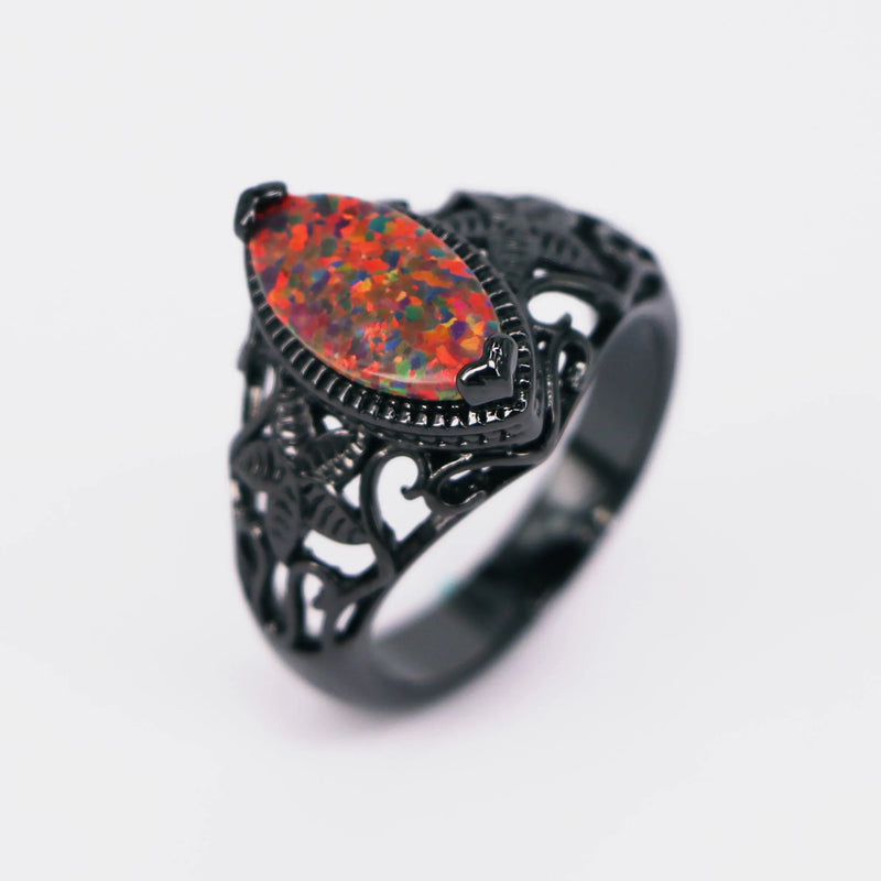 Gold Filled Dark Multi Colors Opal Cocktail Ring for Women