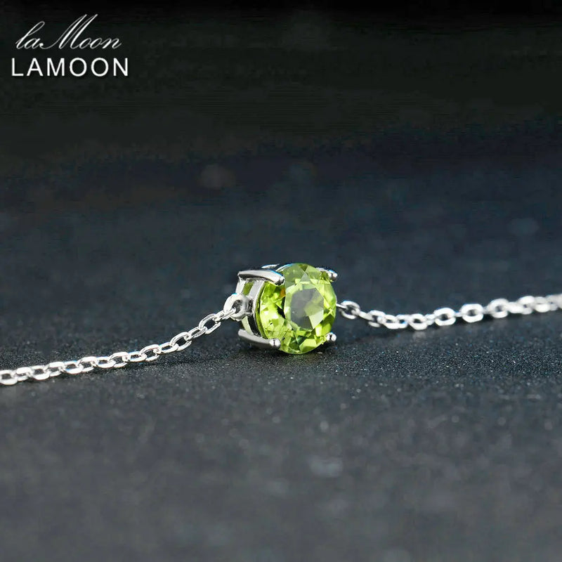 925 Sterling Silver Natural Peridot Charm Bracelet for Women