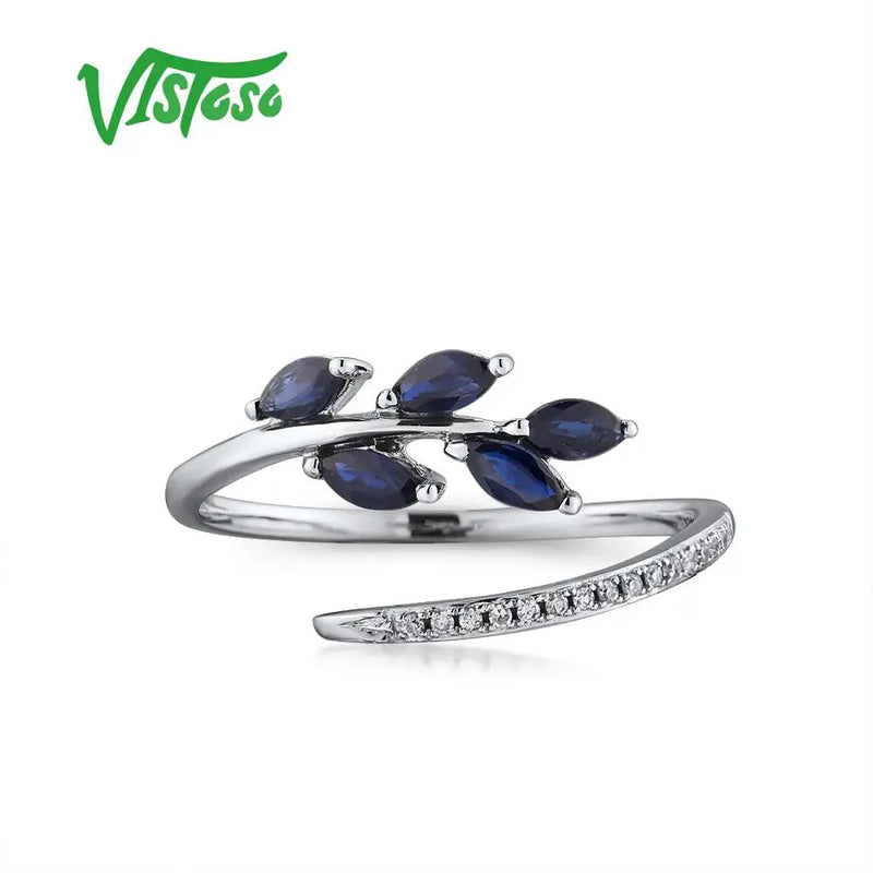 14K White Gold Diamond and Sapphire Emerald Ring for Lady