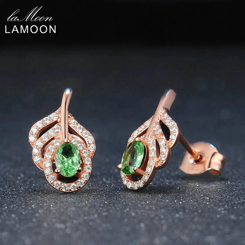 925 Sterling Silver Peridot Leaf Earrings for Women