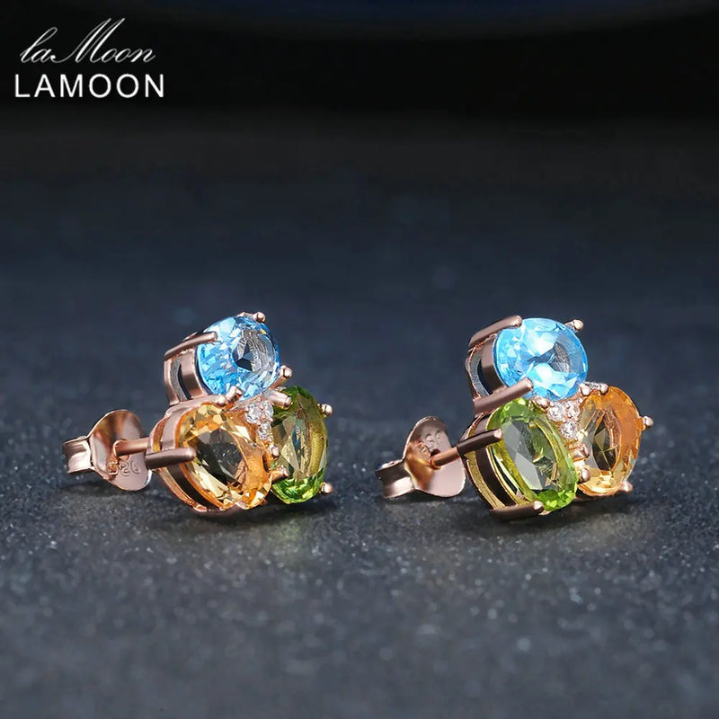 925 Sterling Silver Citrine, Peridot, Topaz Earrings for Women