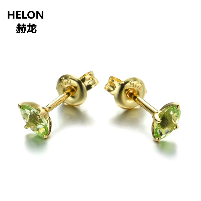 14k Yellow Gold Peridot Stud Earrings for Women