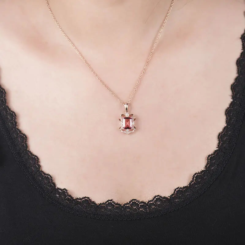 18kt Rose Gold Pink Tourmaline Pendant for Girl