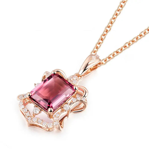 18kt Rose Gold Pink Tourmaline Pendant for Girl