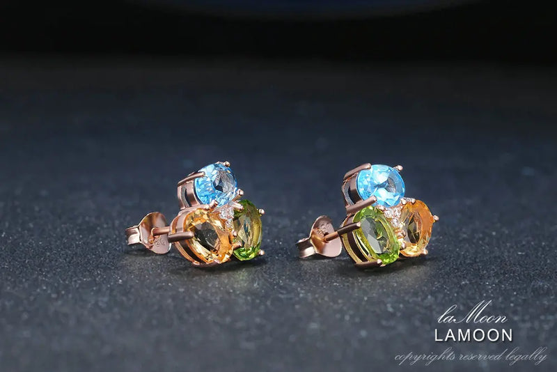 925 Sterling Silver Citrine, Peridot, Topaz Earrings for Women