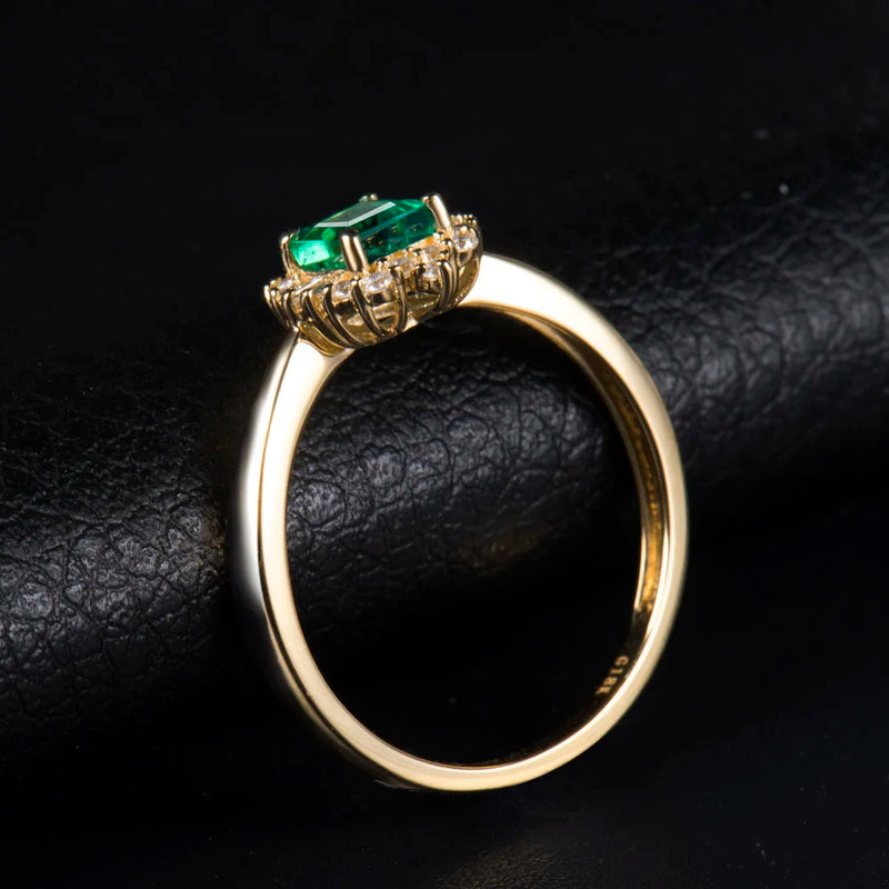 14kt Yellow Gold Emerald and Diamond Engagement Ring for Her