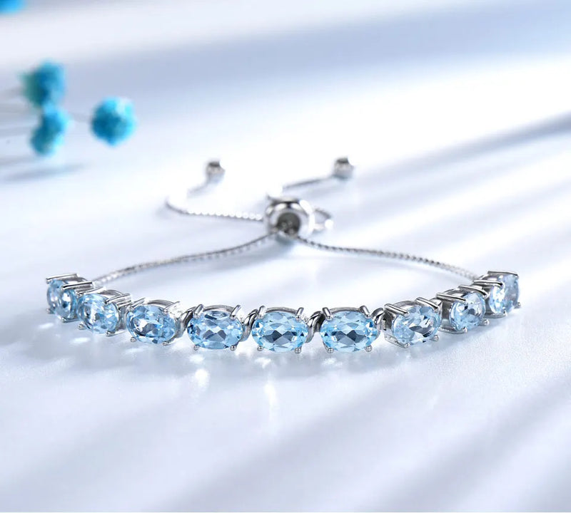 925 Sterling Silver Sky Blue Topaz Bracelet for Women