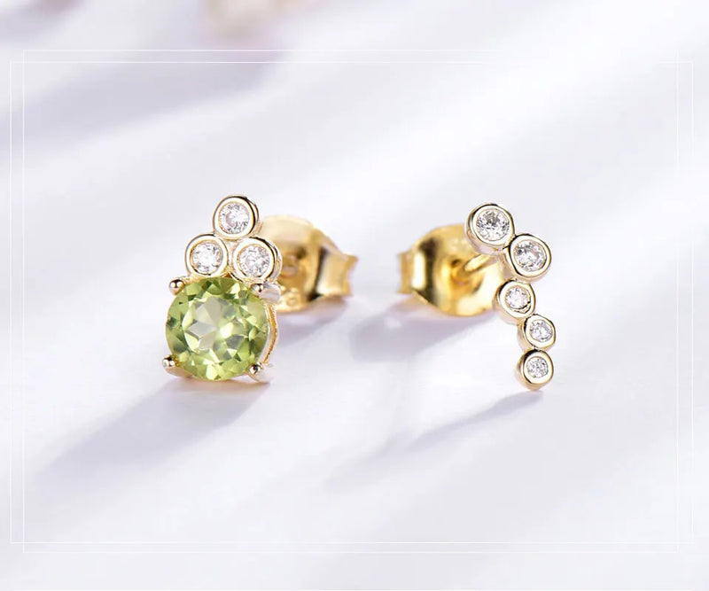 925 Sterling Silver Peridot Stud Earrings for Women