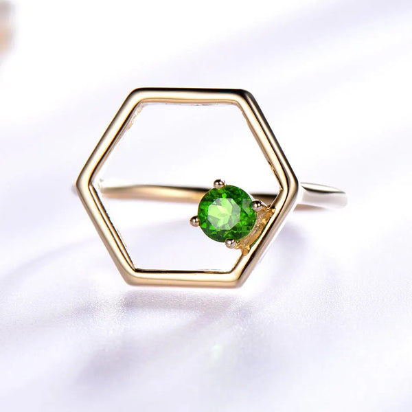 925 Sterling Silver Diopside Ring for Women