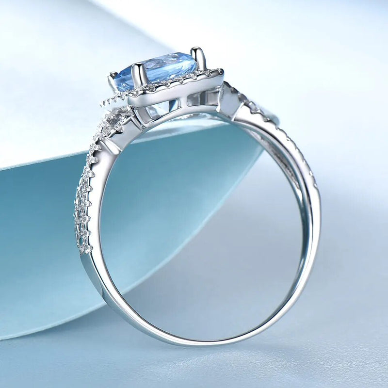 925 Sterling Silver Sky Blue Topaz Ring for Women