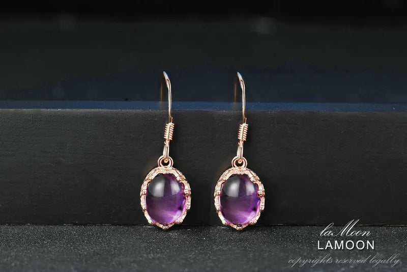 Sterling Silver 2.7ctw Oval Purple Amethyst Drop Earrings for Women