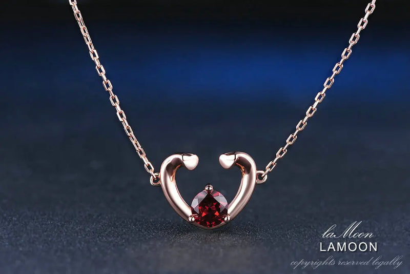 925 Sterling Silver Garnet Heart Jewelry Set For Women