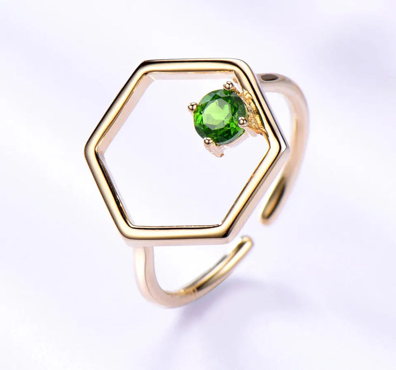 925 Sterling Silver Diopside Ring for Women