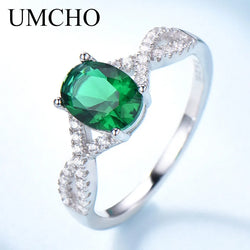 Sterling Silver Nano Emerald Oval Ring for Female