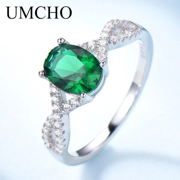 Sterling Silver Nano Emerald Oval Ring for Female