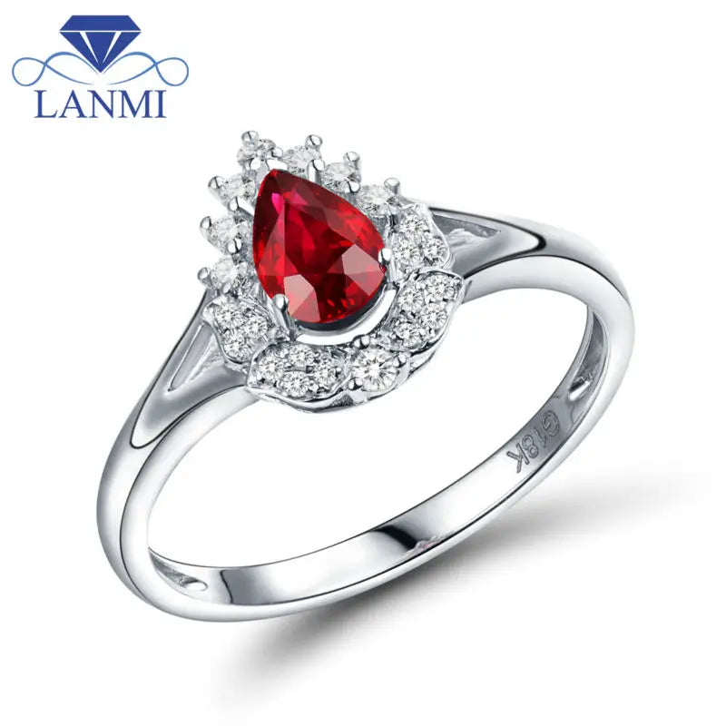 White Gold Ruby and Diamond Ring for Her