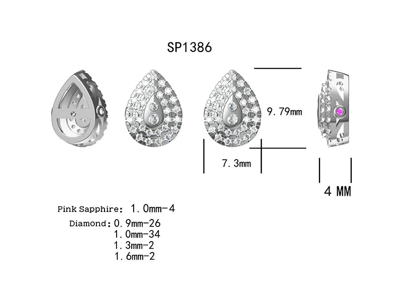 14K White Gold Pear Shape Natural Diamond Earrings for Women