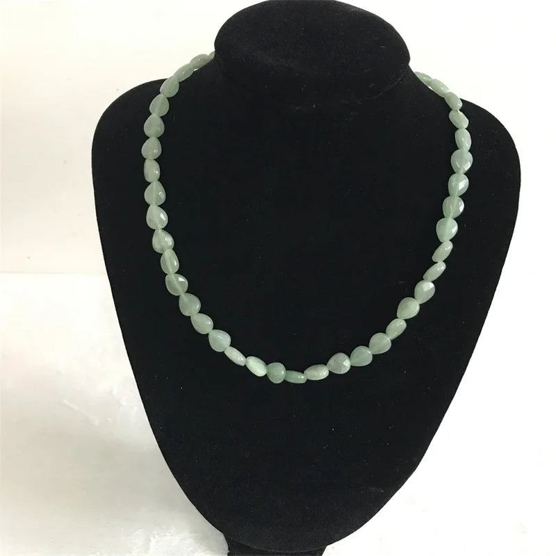 Silver 5*8MM Deep Green Emerald Faceted Choker Necklace for Women