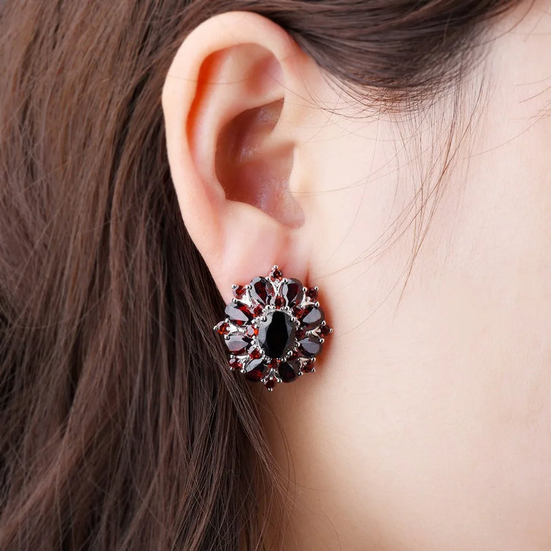 925 Sterling Silver Garnet Earrings 15ctw for Women