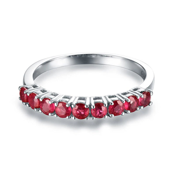 18k White Gold Oval Natural Ruby Diamond Ring for Women