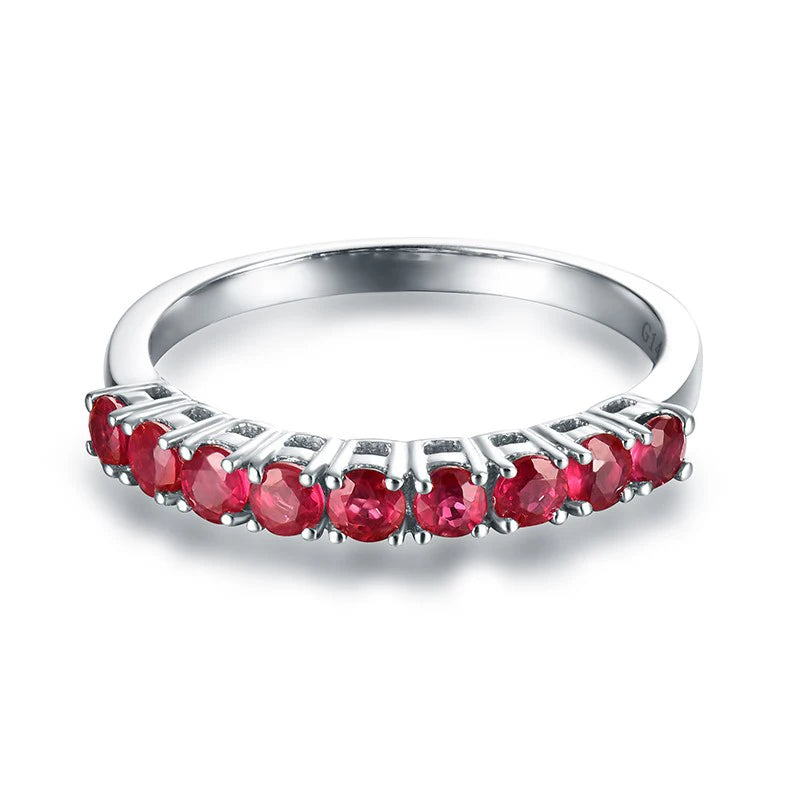 18k White Gold Oval Natural Ruby Diamond Ring for Women