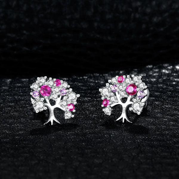 925 Sterling Silver Created Ruby Stud Earrings for Women