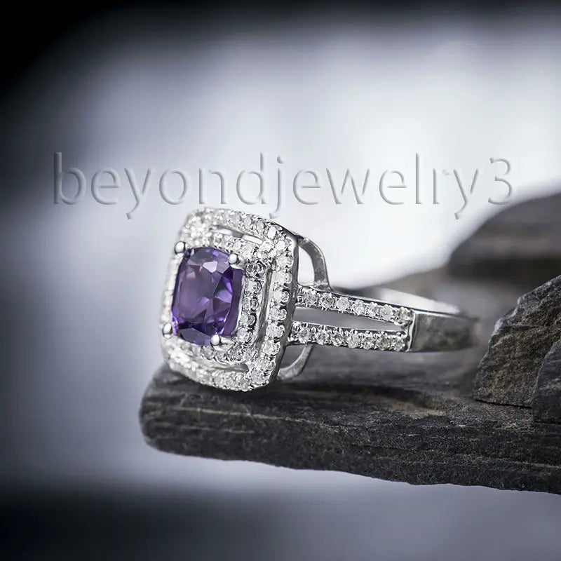 14kt White Gold Amethyst Engagement Ring For Women