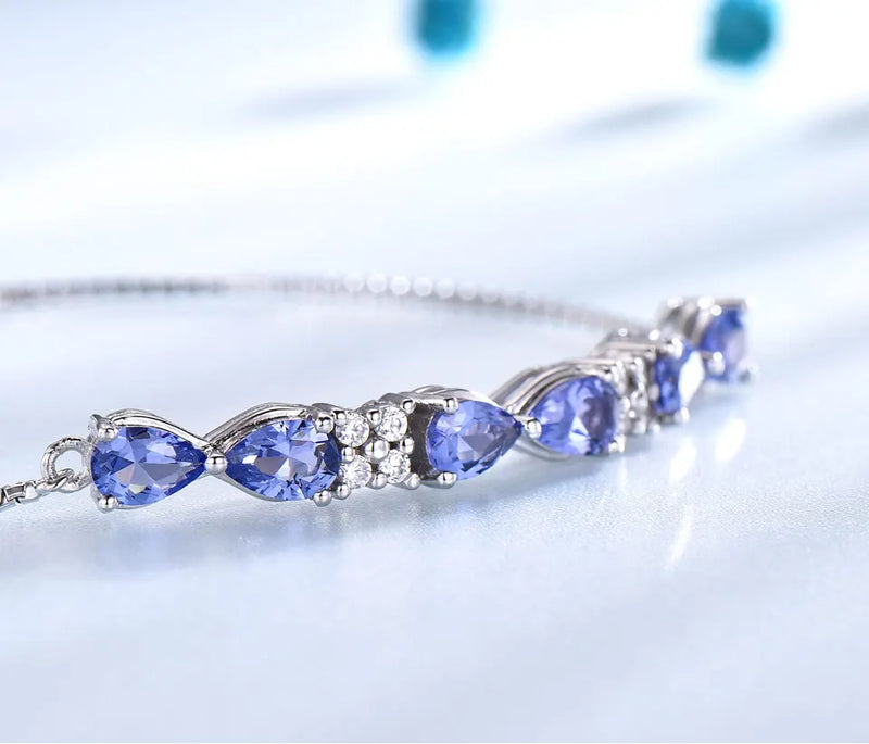 925 Sterling Silver Tanzanite Tennis Bracelet for Women