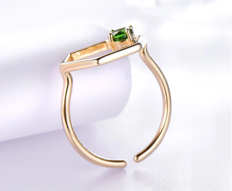 925 Sterling Silver Diopside Ring for Women