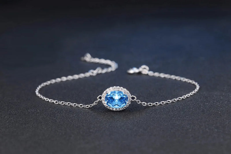 Sterling Silver 925 Blue Topaz Jewelry Set for Women