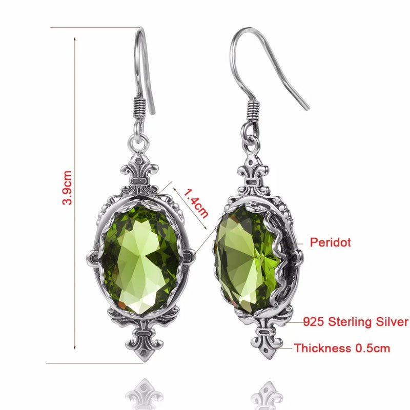 Sterling Silver Peridot Oval Earrings