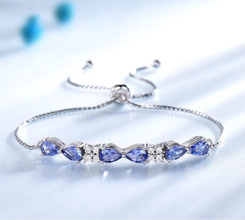 925 Sterling Silver Tanzanite Tennis Bracelet for Women