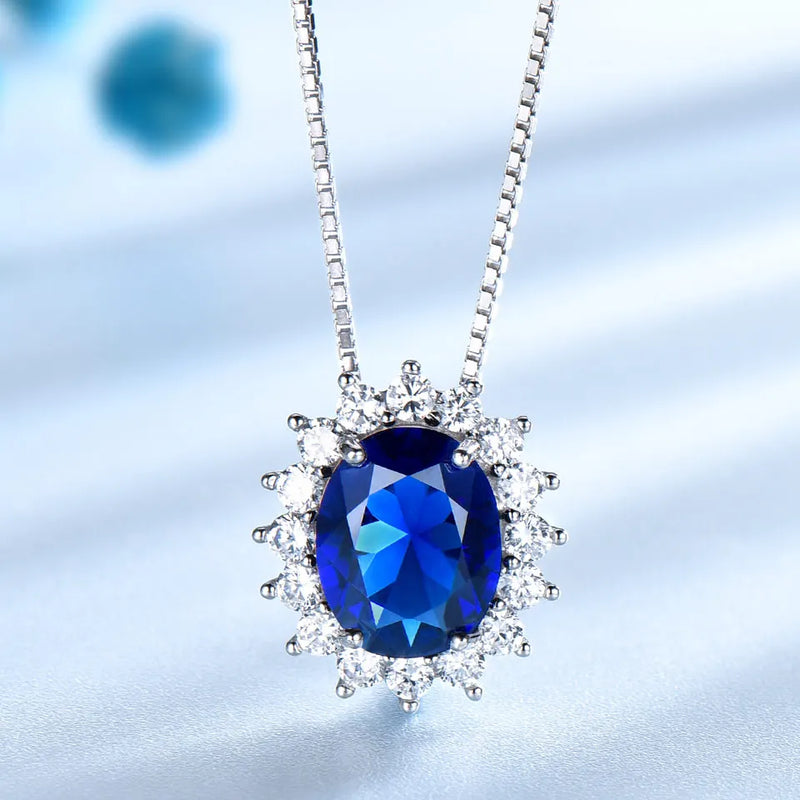 925 Sterling Silver Nano Blue Sapphire Jewelry Set for Women