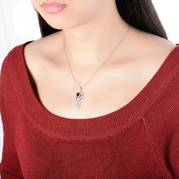 18kt White Gold Tanzanite Diamond Pendant for Women