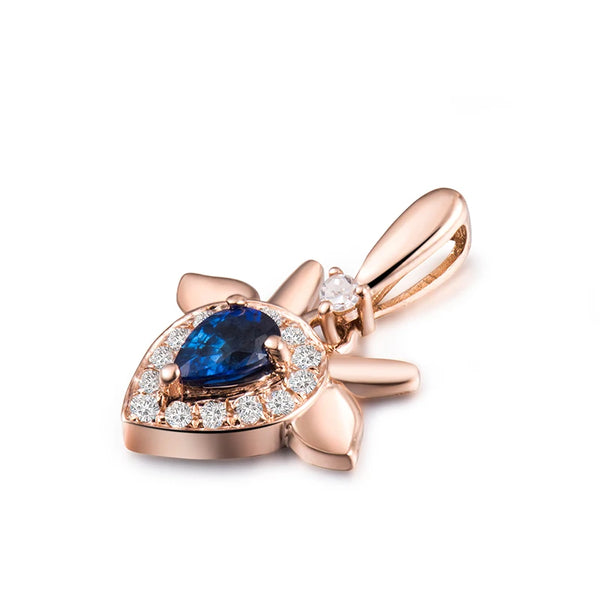 18K Rose Gold Sapphire Pendant for Women