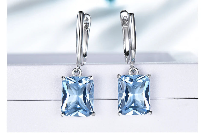 925 Sterling Silver Sky Blue Topaz Jewelry Set for Women