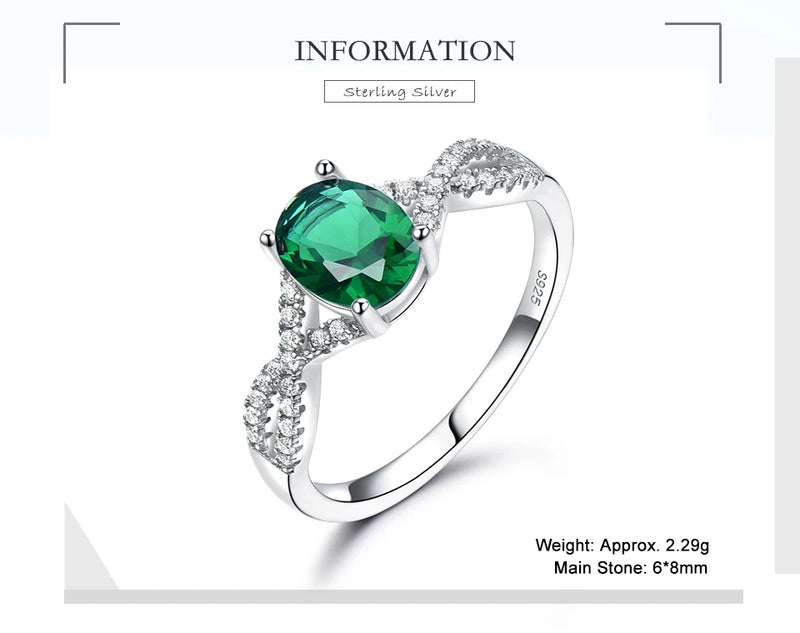 Sterling Silver Nano Emerald Oval Ring for Female