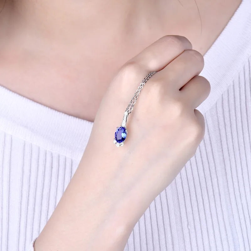 18K White Gold Tanzanite Pendant Necklace