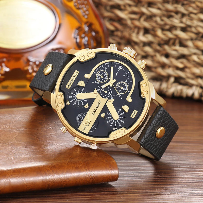 Stainless Steel Leather Quartz Watch for Men