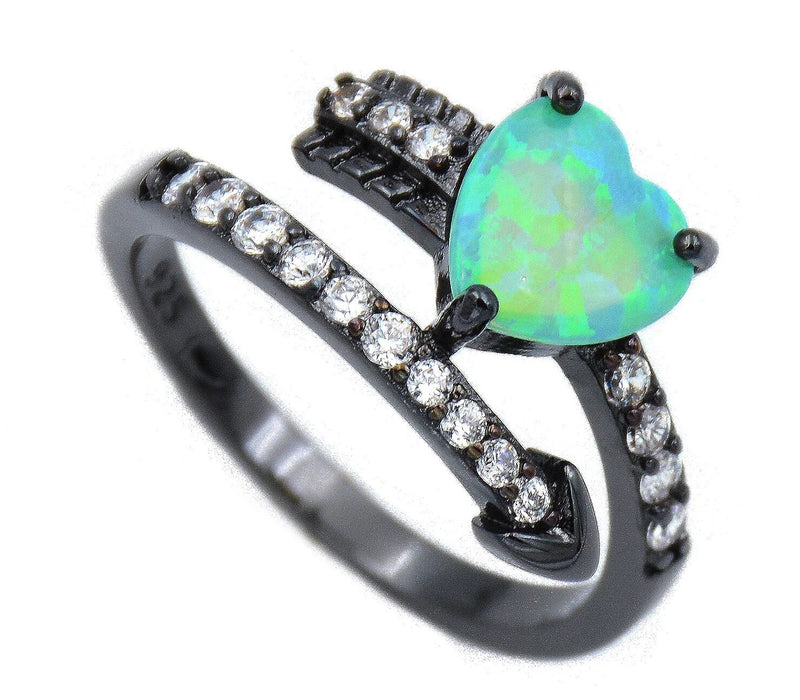 10kt Black Gold-Filled Crystal and Opal Cocktail Ring for Women