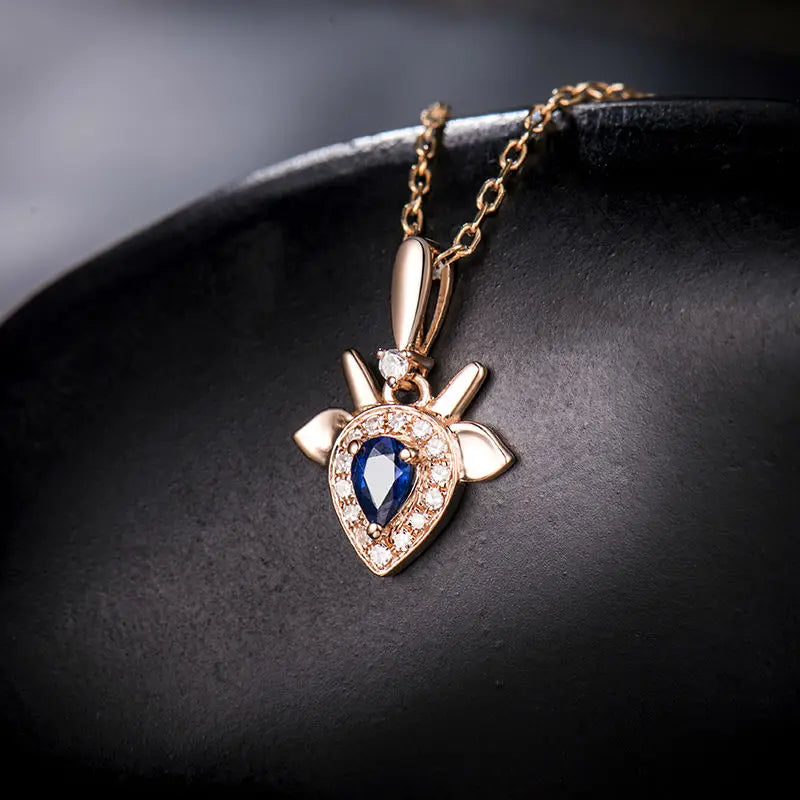 18K Rose Gold Sapphire Pendant for Women