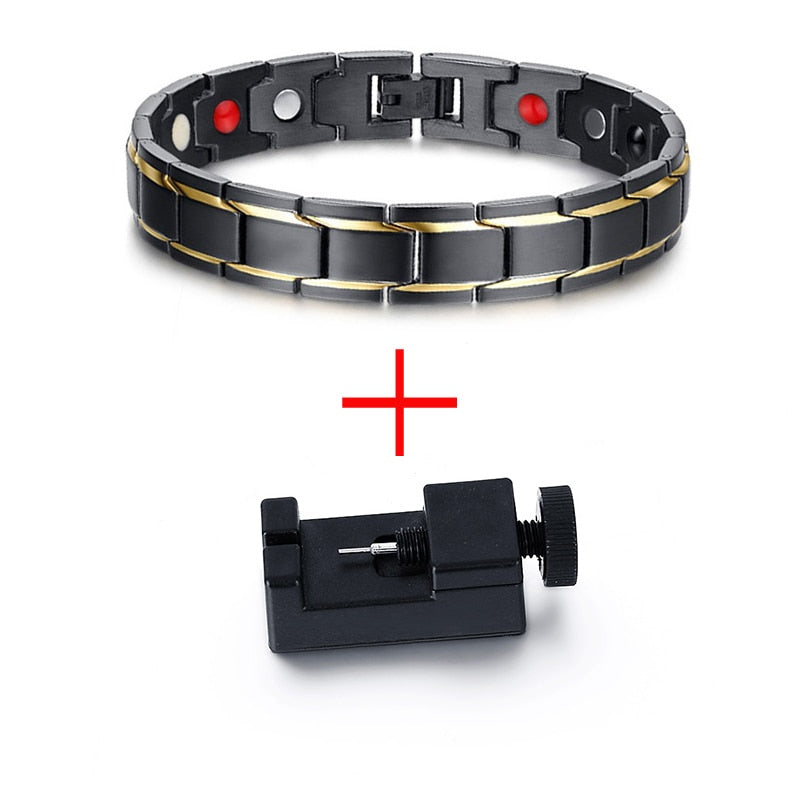 Stainless Steel Black Health Energy Bangle for Men