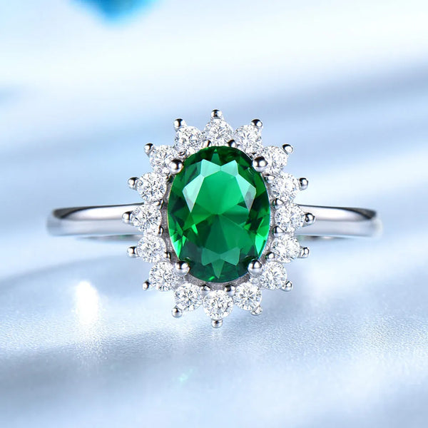 925 Sterling Silver Emerald Ring For Women